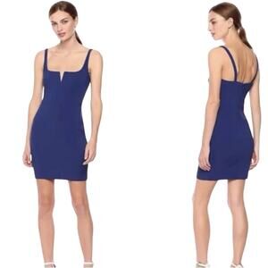 Likely Constance Mini Dress Sleeveless Bodycon Split Neck Blue Women Size 4 NWT